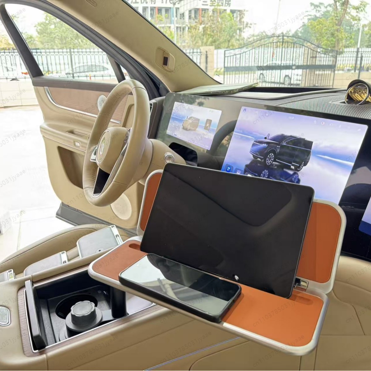 Desk Setup Laptop - โต๊ะพับได้สำหรับรถยนต์, โต๊ะวางแล็ปท็อปแบบพกพาและที่วางโทรศัพท์สำหรับผู้ขับขี่เบาะหลัง