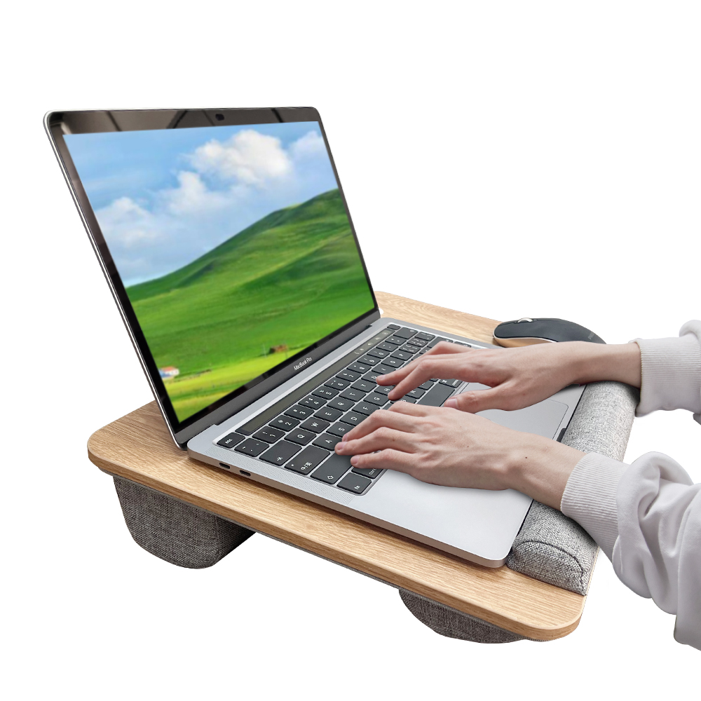 Desk Setup Laptop - Mumucc ไม้ระงับเตียงโต๊ะศึกษา,แบบพกพา 15 นิ้วโต๊ะแล็ปท็อปพร้อมที่จับ,เบาะฟองน้ําและช่อง ABS,สีดํา,สีกากี,สีน้ําตาล
