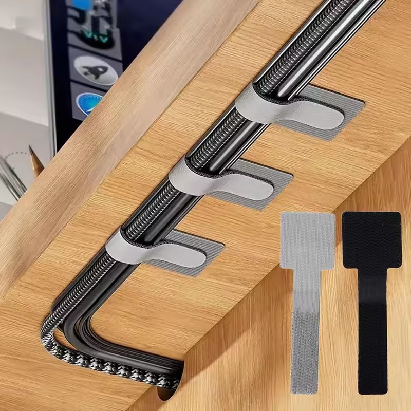 Cable Velcro Strap - สายรัดเคเบิลแบบใช้ซ้ำได้ สายรัดเวลโครแบบยึดติดเอง ที่รัดสายไฟ สายเคเบิล ปรับระดับได้ สำหรับจัดระเบียบสายไฟบนโต๊ะทำงาน