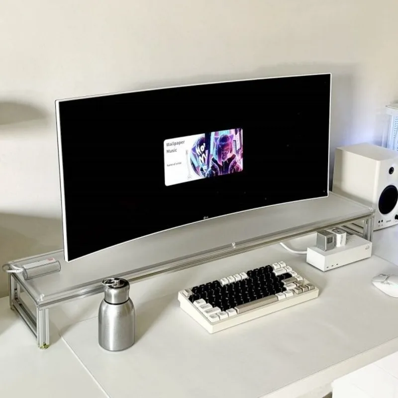 Desk Setup Monitor And Laptop - อลูมิเนียมขาตั้งอะคริลิคเดสก์ท็อปRiserแล็ปท็อปชั้นวางSleek Ergonomicความสูงสําหรับโต๊ะทํางานการตั้งค่า