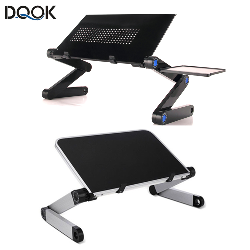 Desk Setup Laptop - โต๊ะแล็ปท็อปแบบปรับได้ขาตั้งอลูมิเนียมแบบพกพา Ergonomic Lapdesk สําหรับเตียงทีวีโซฟา PC โน้ตบุ๊คโต๊ะพร้อมแผ่นรองเมาส์