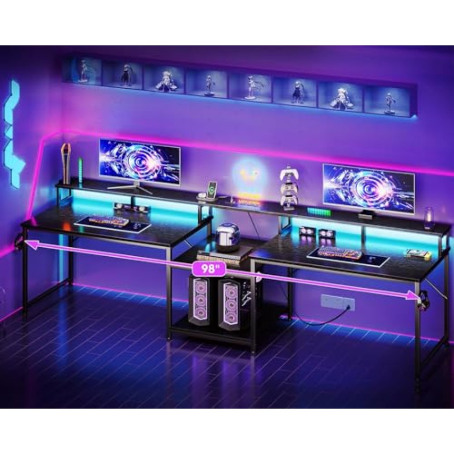 โต๊ะสำหรับเล่นเกมสำหรับ 2 คน ค - Desk Setup Black And Wood บทวิจารณ์และราคา