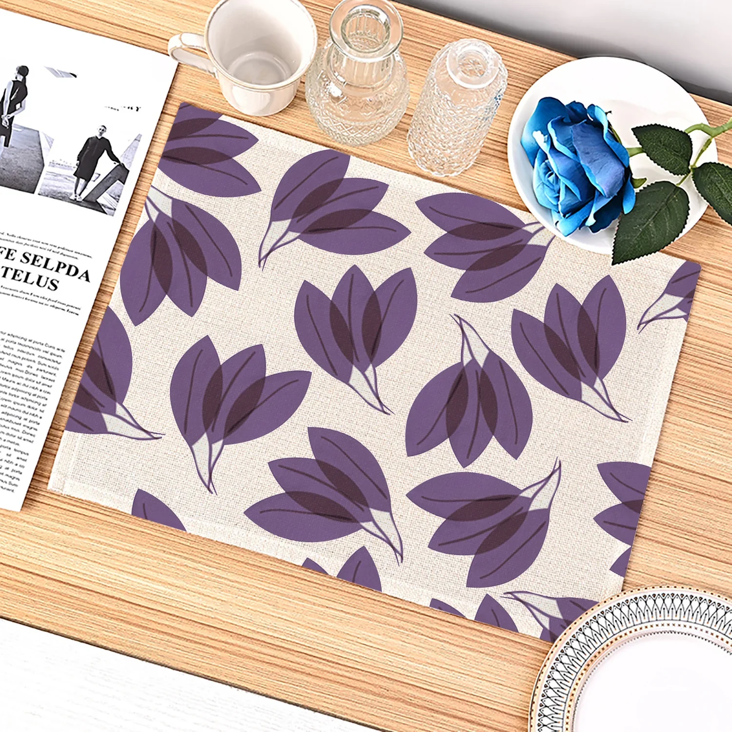 แผ่นรองจานลายเรขาคณิตสีม่วงสำห - Desk Setup Modern บทวิจารณ์และราคา