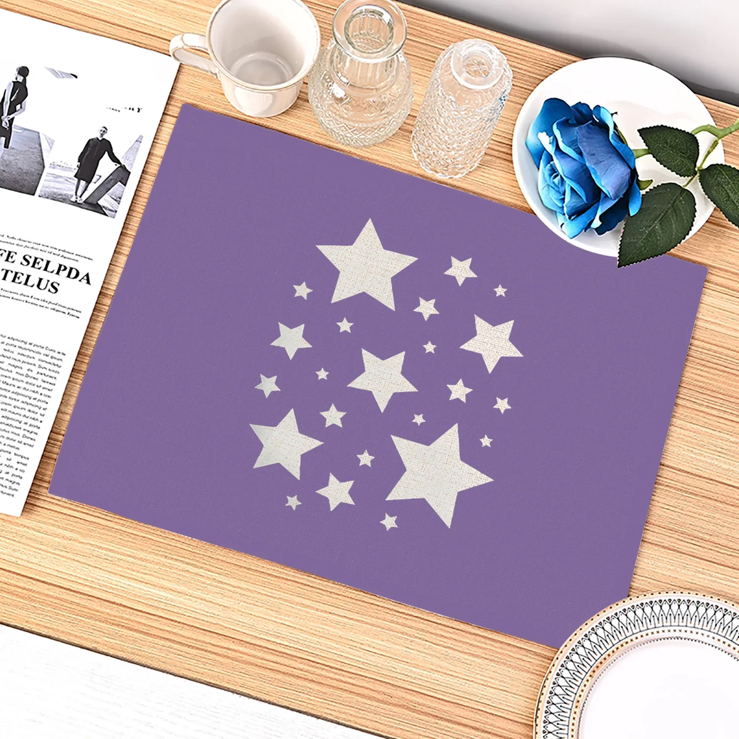 แผ่นรองจานลายเรขาคณิตสีม่วงสำห - Desk Setup Modern บทวิจารณ์และราคา