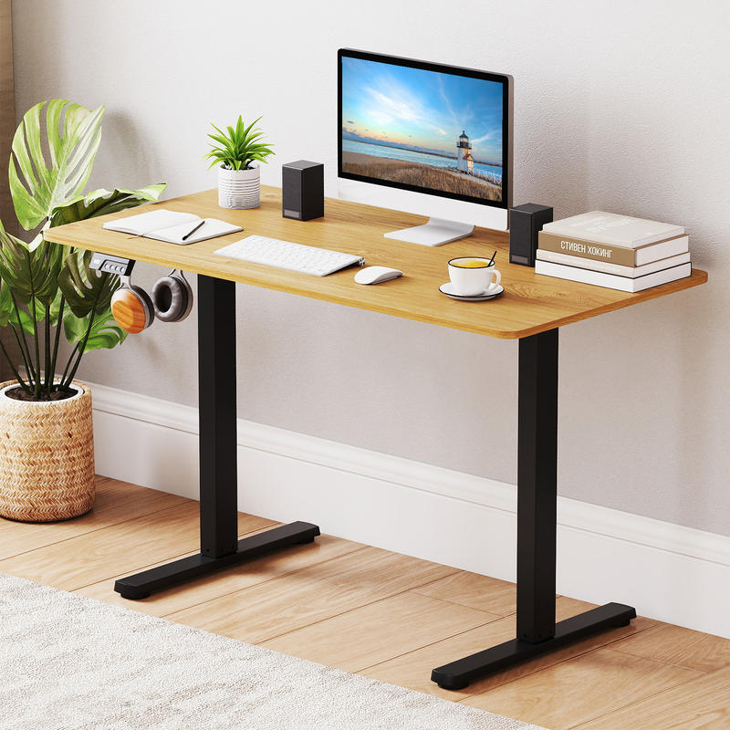 โครงโต๊ะทำงานไฟฟ้า ปรับความสูง - Desk Setup Black And Wood บทวิจารณ์และราคา