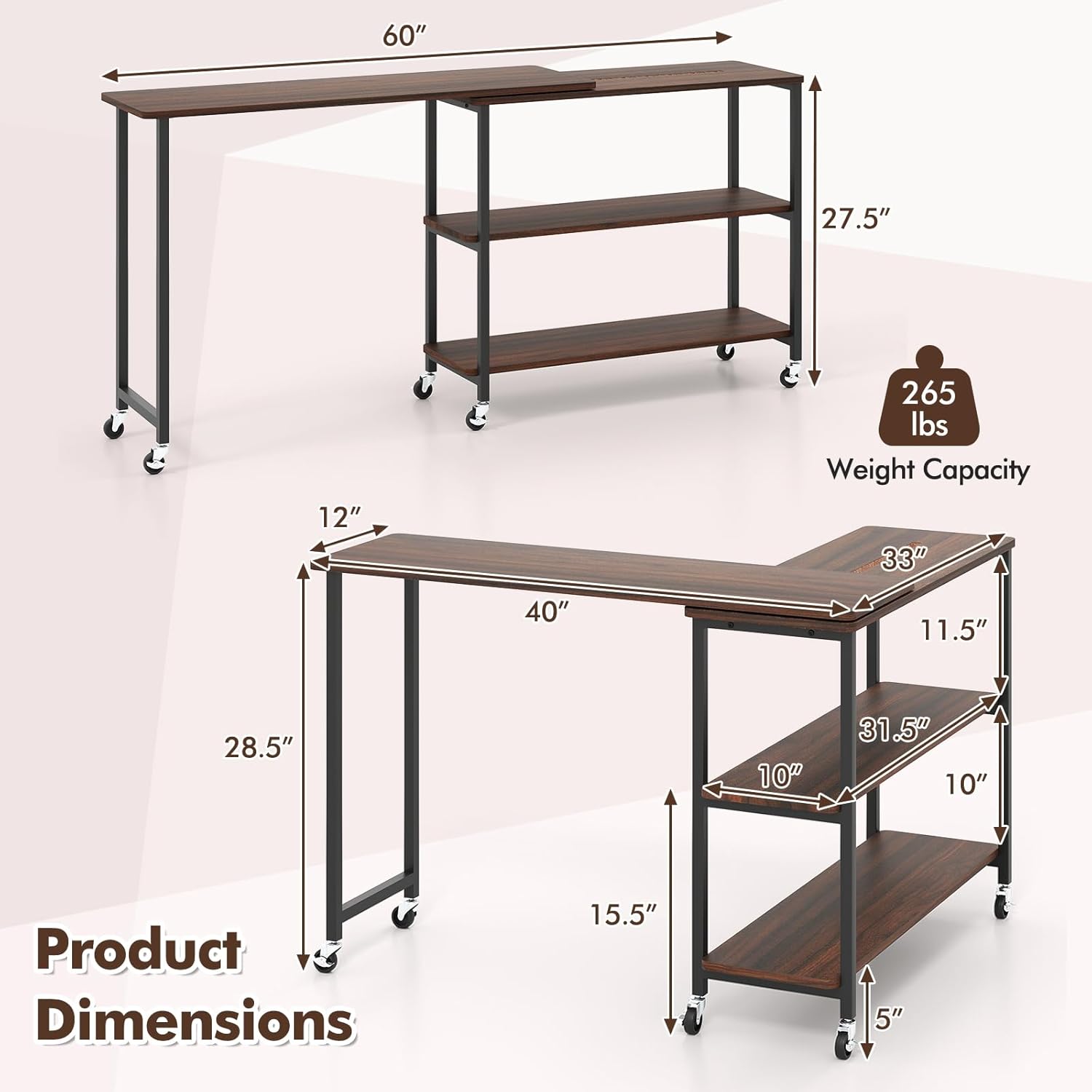 360 °   โต๊ะข้างหมุนได้ 2 ชั้น - Desk Setup Laptop บทวิจารณ์และราคา