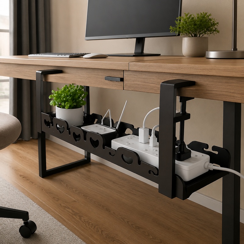 ถาดโลหะใต้โต๊ะสำหรับจัดการสายเ - Desk Setup Living Room บทวิจารณ์และราคา