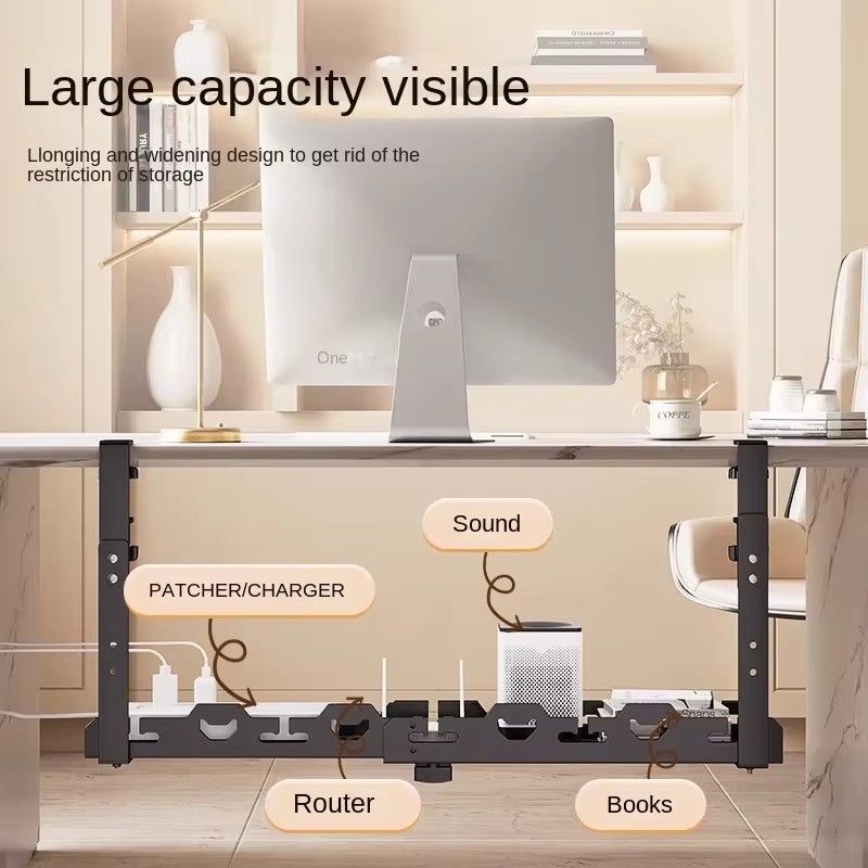 ถาดโลหะใต้โต๊ะสำหรับจัดการสายเ - Desk Setup Living Room บทวิจารณ์และราคา