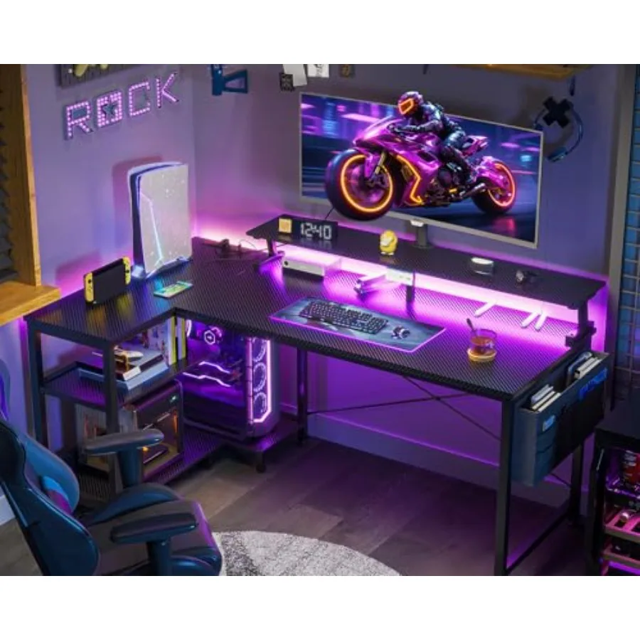 โต๊ะทำงานรูปตัวแอลสำหรับเล่นเก - Desk Setup Black And Wood บทวิจารณ์และราคา