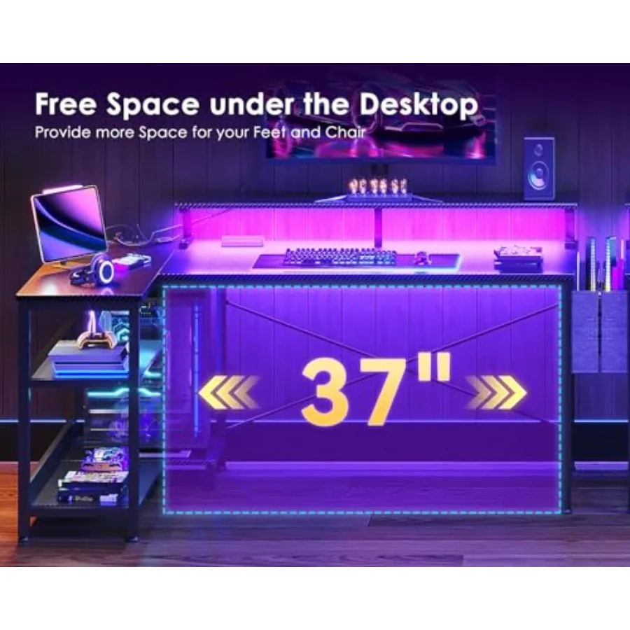 โต๊ะทำงานรูปตัวแอลสำหรับเล่นเก - Desk Setup Black And Wood บทวิจารณ์และราคา
