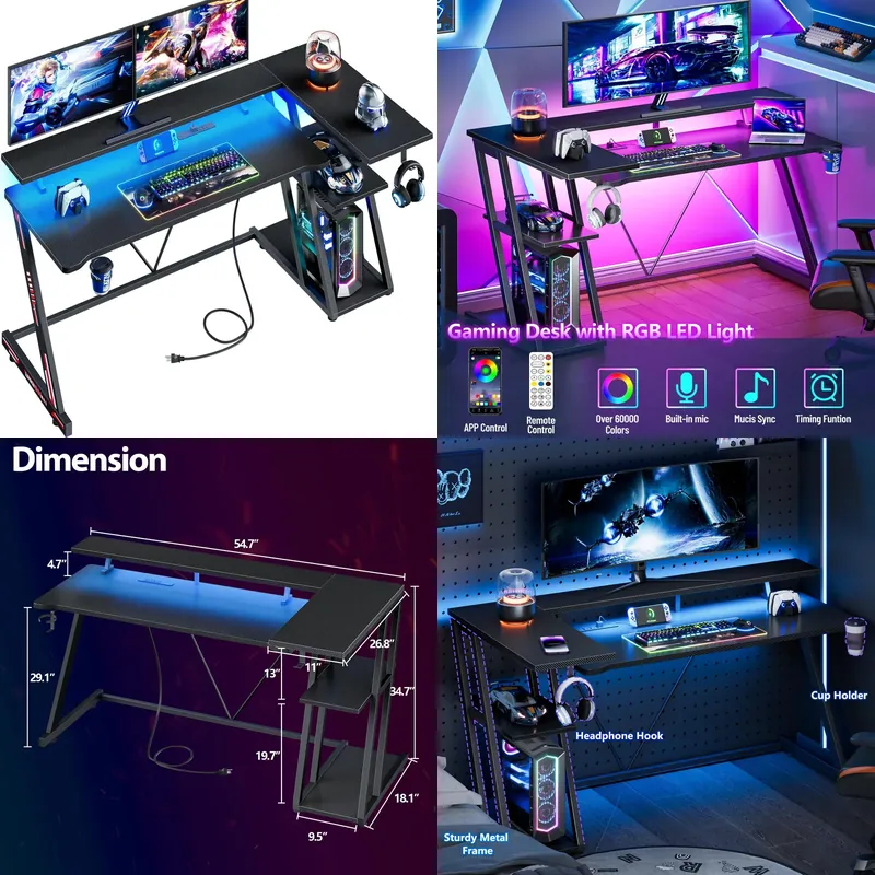 โต๊ะเกมมิ่งรูปตัว L ทำจากคาร์บ - Desk Setup Black And Wood บทวิจารณ์และราคา