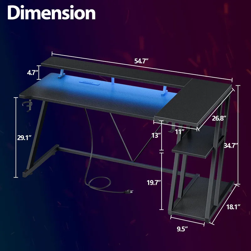 โต๊ะเกมมิ่งรูปตัว L ทำจากคาร์บ - Desk Setup Black And Wood บทวิจารณ์และราคา