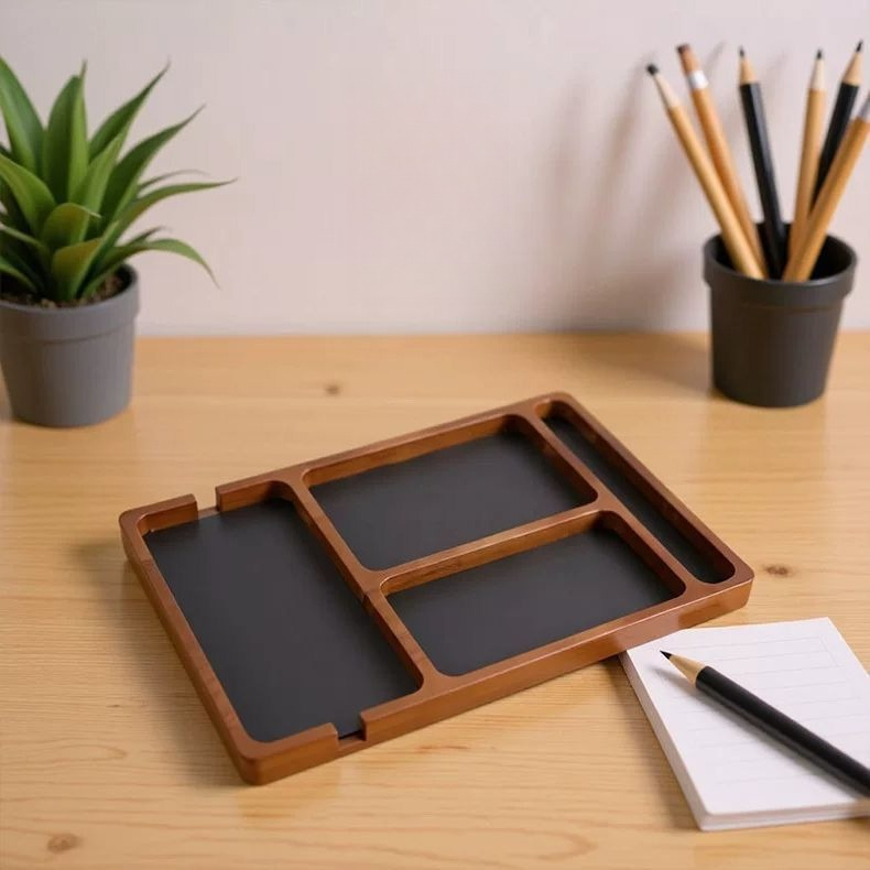 ถาดเก็บของไม้เนื้อแข็ง สไตล์นอ - Desk Setup Minimalist บทวิจารณ์และราคา