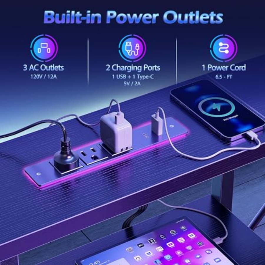 โต๊ะเกมมิ่งรูปตัวแอล ขนาด 49 น - Desk Setup Black And Wood บทวิจารณ์และราคา
