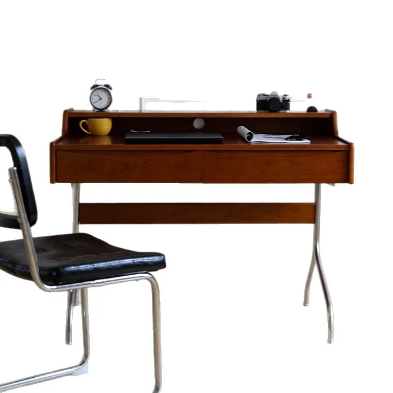 โต๊ะทำงานไม้จริงสไตล์เรโทร ขนา - Desk Setup Study บทวิจารณ์และราคา