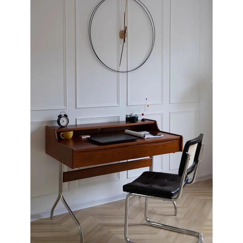 โต๊ะทำงานไม้จริงสไตล์เรโทร ขนา - Desk Setup Study บทวิจารณ์และราคา