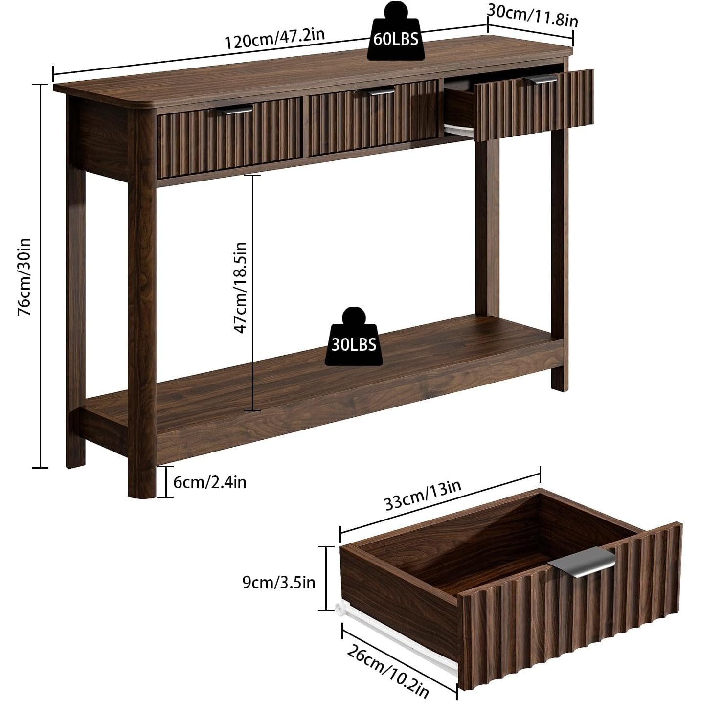 โต๊ะคอนโซลไม้ลายลูกฟูกพร้อมลิ้ - Desk Setup Minimalist บทวิจารณ์และราคา