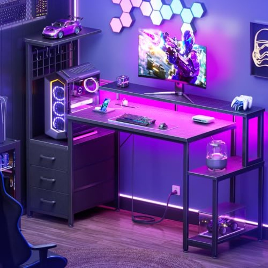 โต๊ะเกมมิ่งขนาด 48 นิ้ว พร้อมช - Desk Setup Black And Wood บทวิจารณ์และราคา